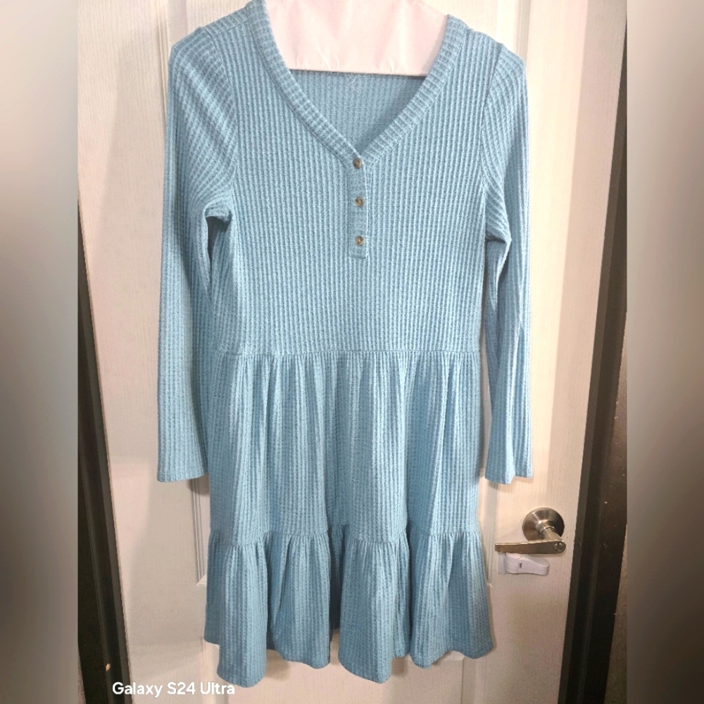 Long sleeve t shirt dress. Waffle material